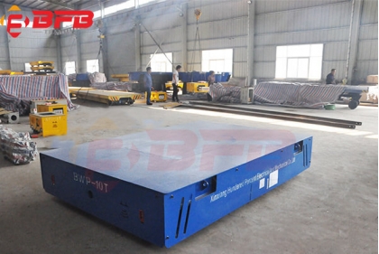  10 Ton Capacity Battery Operated Trackless Transfer Trolley Workshop Pipe Handling - Export Indonesia