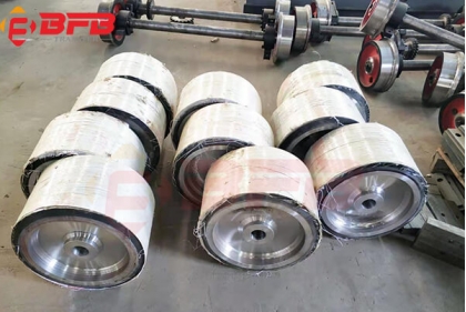 406mm Diameter Cast Iron Polyurethane Wheel For Trackless Transfer Cart Exported Mexico