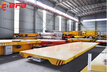 10T Battery Power Rail Wheels Transfer Cart For Steel Plate Transportation