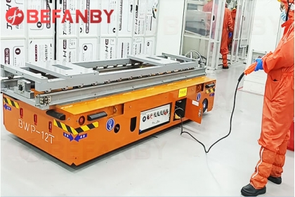 12T Electric Trackless Industrial Transfer Trolley For Lithium Battery Line