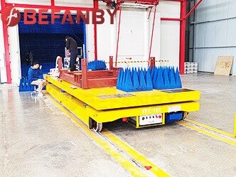 Spraying Workshop Use Battery Power Rail Transfer Cart Application