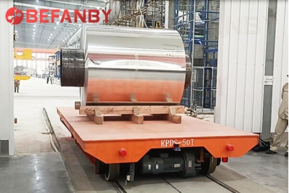 Workshop 50 Ton Rail Transfer Cart Coil Trolleys Project