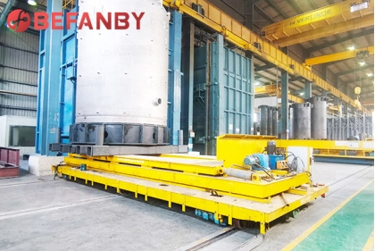 Customized Case Study Of Over Span Rail Mounted Electric Material Handling Cart For Heavy Equipment Manufacturing Workshops