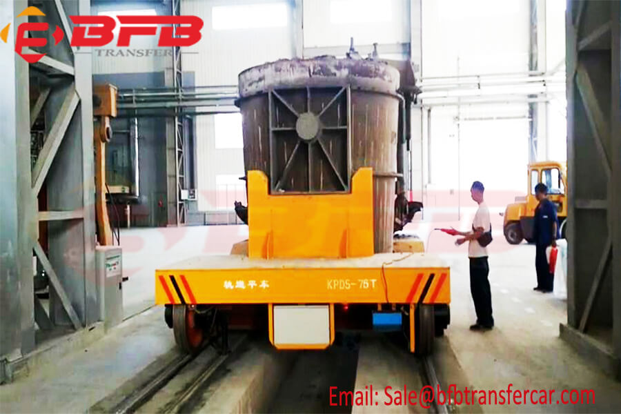 75 Ton Flatbed Steel Ladle Rail Transfer Car For Steel Plant With Insulated Rails And Wheels