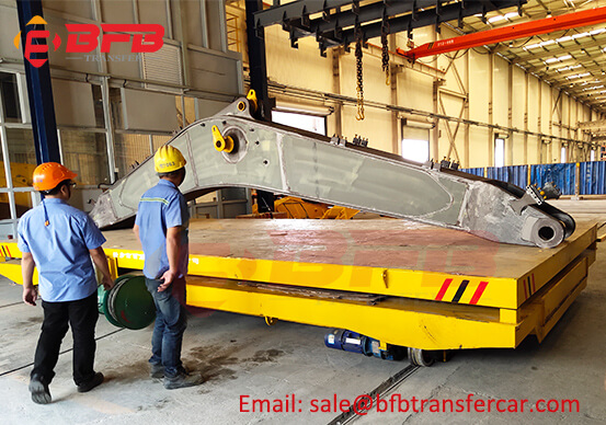 10T Electric Rail Transfer Car With Lifting Table For Crane Parts Handling Cable Drum Powered