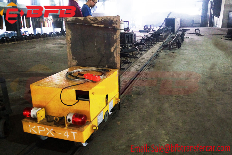 4 Ton Electrical Battery Platform Cart Mounted On Railroad For Indoor Workpiece Transfer