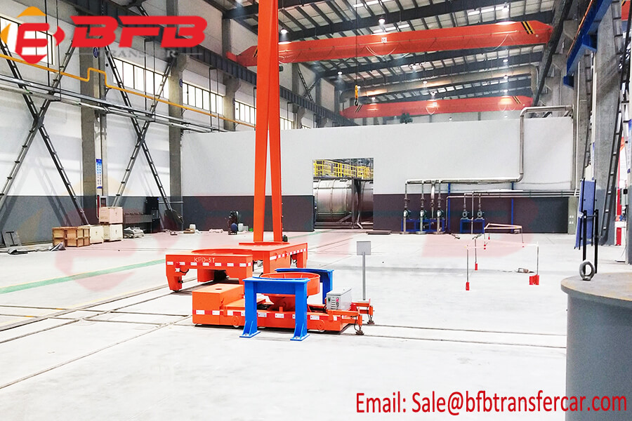 Customized Semicircle Platform Rail Electric Box Transfer Cart With Safe Volt Rail Powered