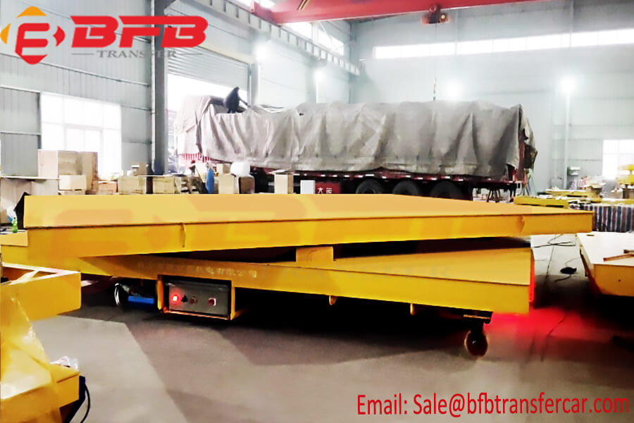 Cable Drum Powered 50 Ton Electric Rail Flatbed Car With Rotating Turntable Exported To Norway