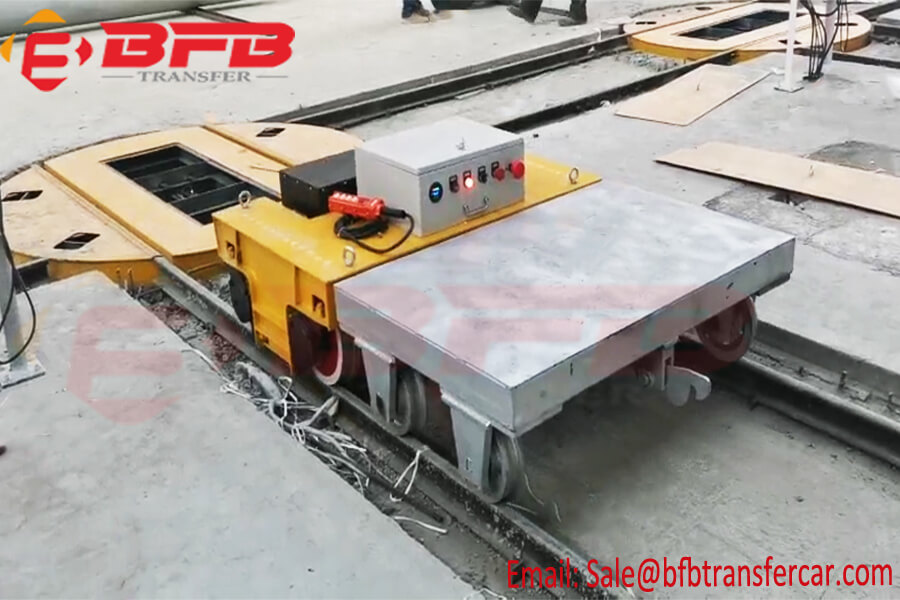 3 Ton Battery Operated Transfer Cart With Turntable Move On Rails For Materials Handling