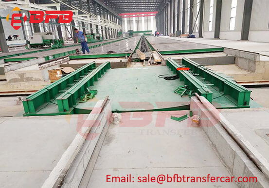 10 Ton Ferry System Motorized Flat Car With Turntable Platform Between PC Production Line