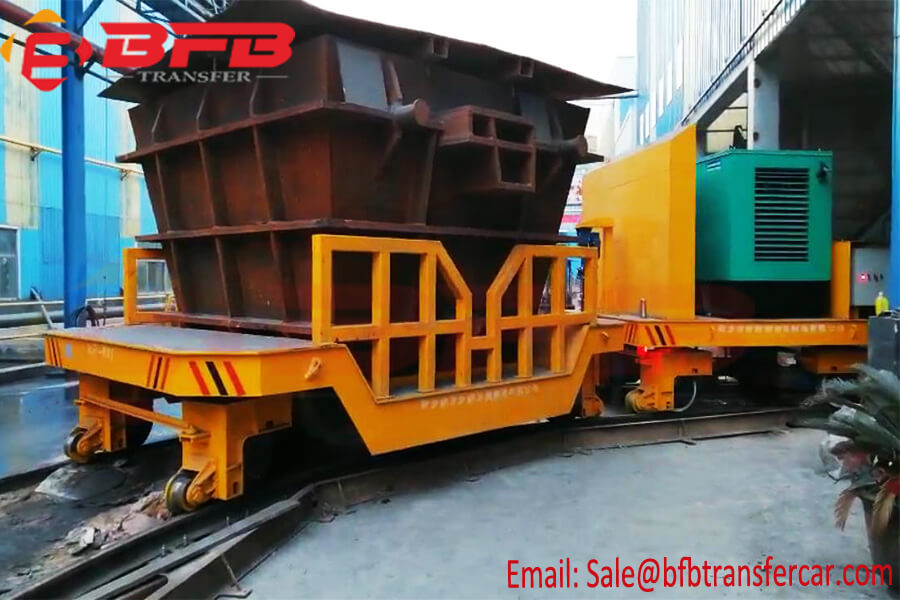 KPF Diesel Driven 60 Ton Ladle Transport Trolley Cart On Curved Rails Indoor Outdoor Transfer