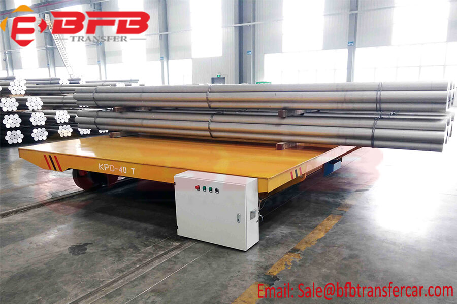 40T Electrically Driven Pipe Transfer Trolley For Transporting Steel Pipes Between Production Line