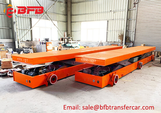 Battery Power Rail Lift Transfer Cart For 12 Ton Structural Member Carrying