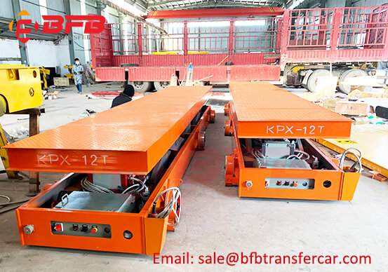 Battery Power Rail Lift Transfer Cart For 12 Ton Structural Member Carrying