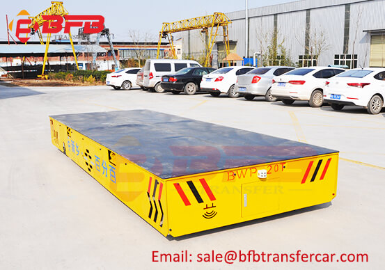 Battery Operated Trackless 20 Ton Load Transfer Trolley Wireless Control Carrying Steel Structure