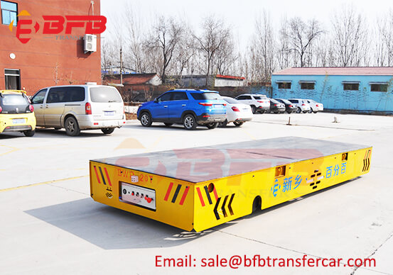 Battery Operated Trackless 20 Ton Load Transfer Trolley Wireless Control Carrying Steel Structure