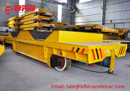 40 Ton Motorized Rail Steel Coil Transport Cart With V Frame Yard Coils Handling