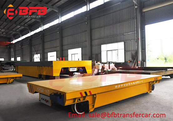 Casting Plant 16T Motorized Electric Flat Rail Cart For Workshop Pump Transfer