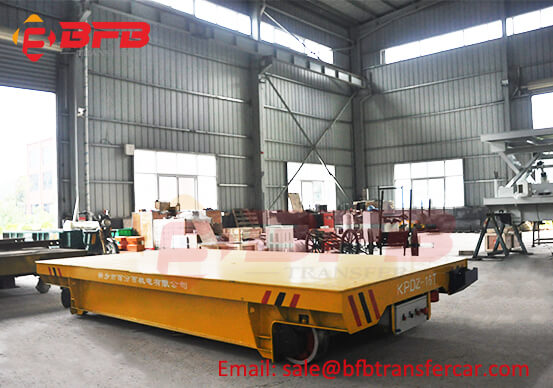 Casting Plant 16T Motorized Electric Flat Rail Cart For Workshop Pump Transfer