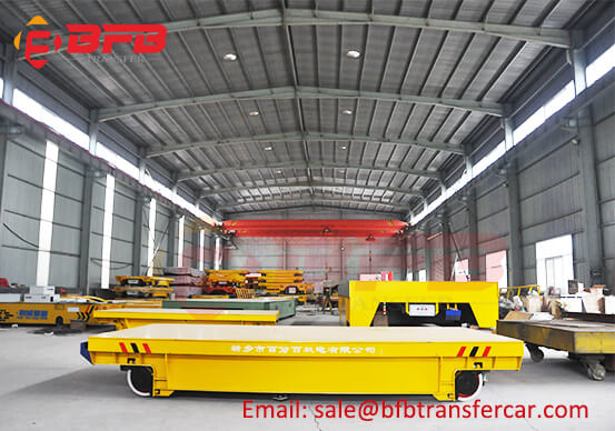 Casting Plant 16T Motorized Electric Flat Rail Cart For Workshop Pump Transfer