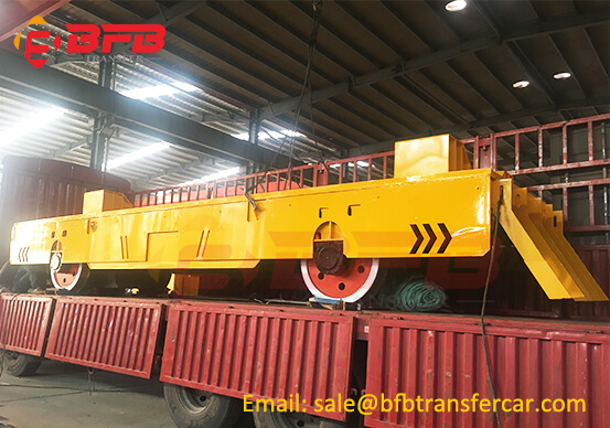 50T Rail Cable Drum Powered Transfer Trolley For Steel Mill Scrap Material Handling