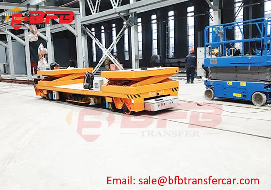 20T Warehouse Rail Guided Vehicle RGV Battery Power Electric Flat Carts With Lifting