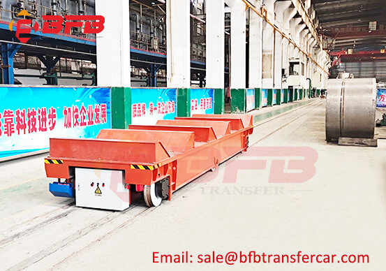 Workshop 65 Ton Steel Rail Galvanized Coil Transfer Cart With V Frame