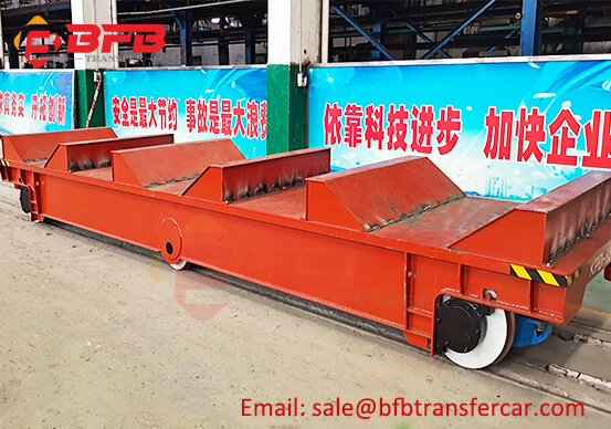 Workshop 65 Ton Steel Rail Galvanized Coil Transfer Cart With V Frame