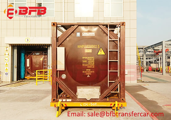 PLC Custom 30 Tons Battery Rail Transfer Cart for Chemical Tank Handling