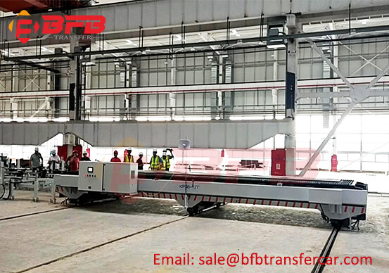 12T Steel Pallet Transfer Cart On Rail With Roller Conveyor