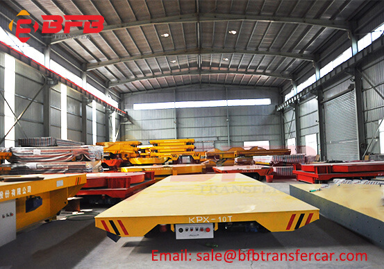 10T Battery Power Rail Wheels Transfer Cart For Steel Plate Transportation