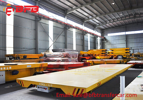 10T Battery Power Rail Wheels Transfer Cart For Steel Plate Transportation