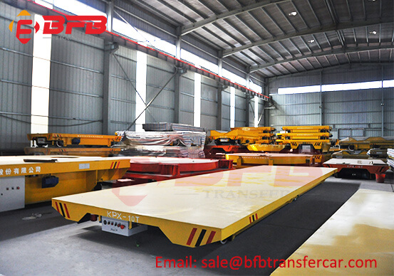 10T Battery Power Rail Wheels Transfer Cart For Steel Plate Transportation