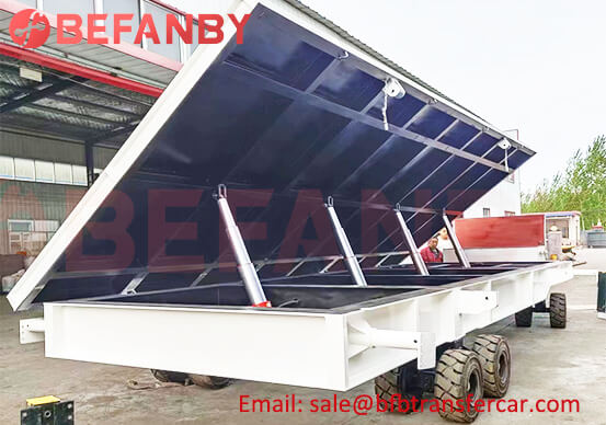 20MT Heavy Duty Self Dumping Flatbed Tow Trailer For Prefab Transfer