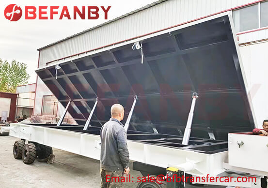 20MT Heavy Duty Self Dumping Flatbed Tow Trailer For Prefab Transfer