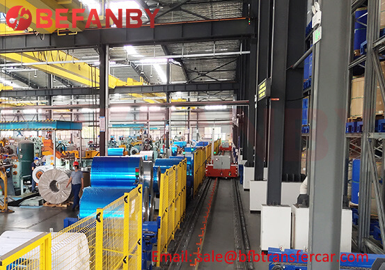 3 Sets 5T Automatic Guided Transfer Carts Tested Successfully For Automated Conveying Workshop