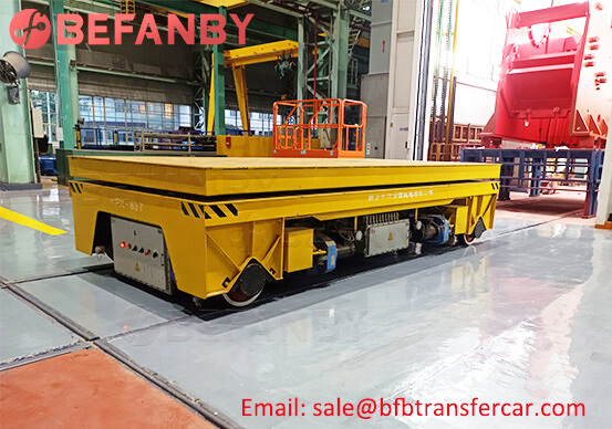 Spraying Workshop Use Battery Power Rail Transfer Cart Application