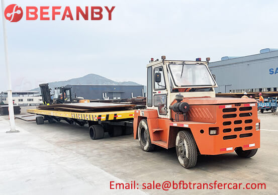 50T Trackless Flat Bed Transfer Trailer For Coal And Steel Plate