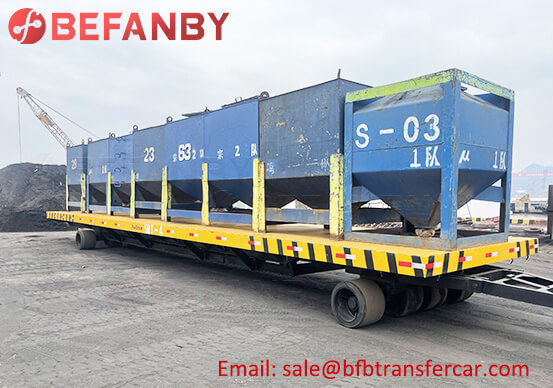 50T Trackless Flat Bed Transfer Trailer For Coal And Steel Plate