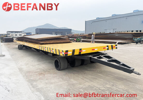 50T Trackless Flat Bed Transfer Trailer For Coal And Steel Plate