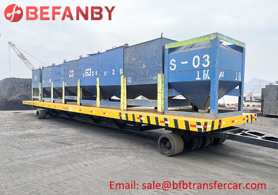 50T Trackless Flat Bed Transfer Trailer For Coal And Steel Plate