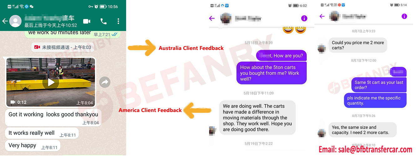 Trackless Transfer Carts Feedback From Australia And America Clients 