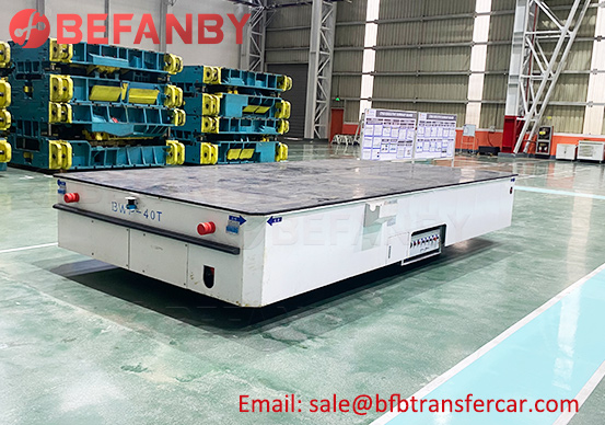 Battery Power 40 Ton Trackless Turning Transfer Cart For Mold Moving