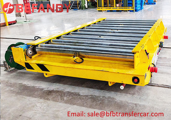 rail transfer cart with roller table,electric roating table transfer trolley